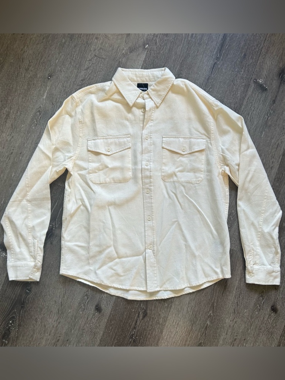 NWT Mens M Oversized RSQ Creme Off White Long Sleeve Buton Down‎ Shirt Tillys
